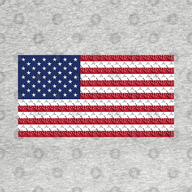 Bones and Paw Prints American Flag by artsytoocreations